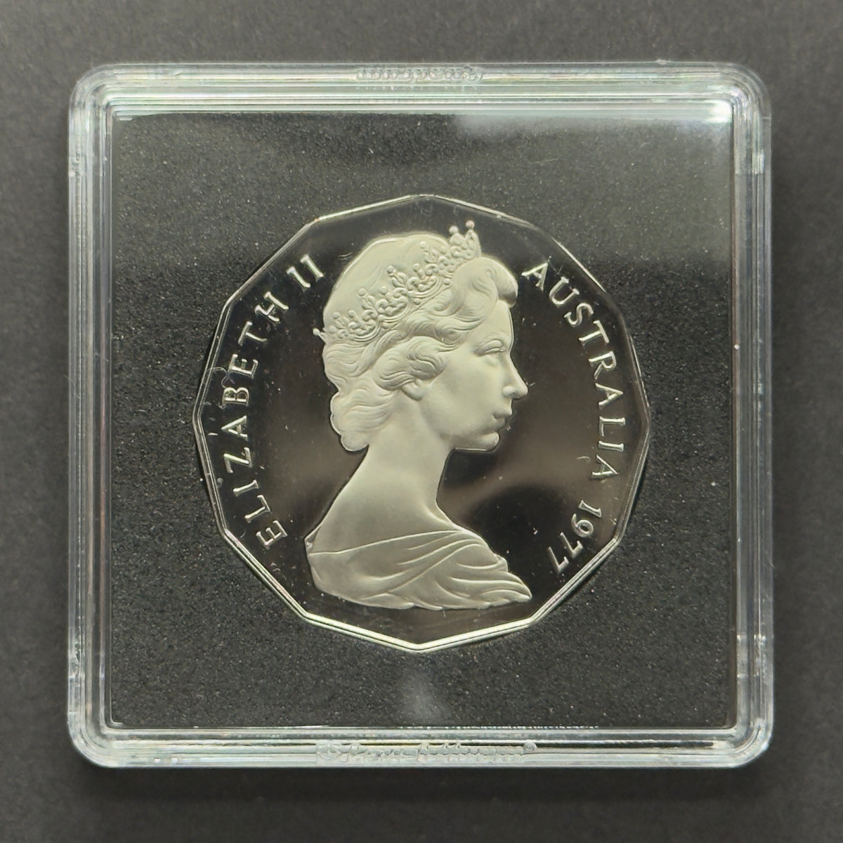 1977 50 Cent Proof Coin - Silver Jubilee Fifty Cent Proof - comes in 2x2