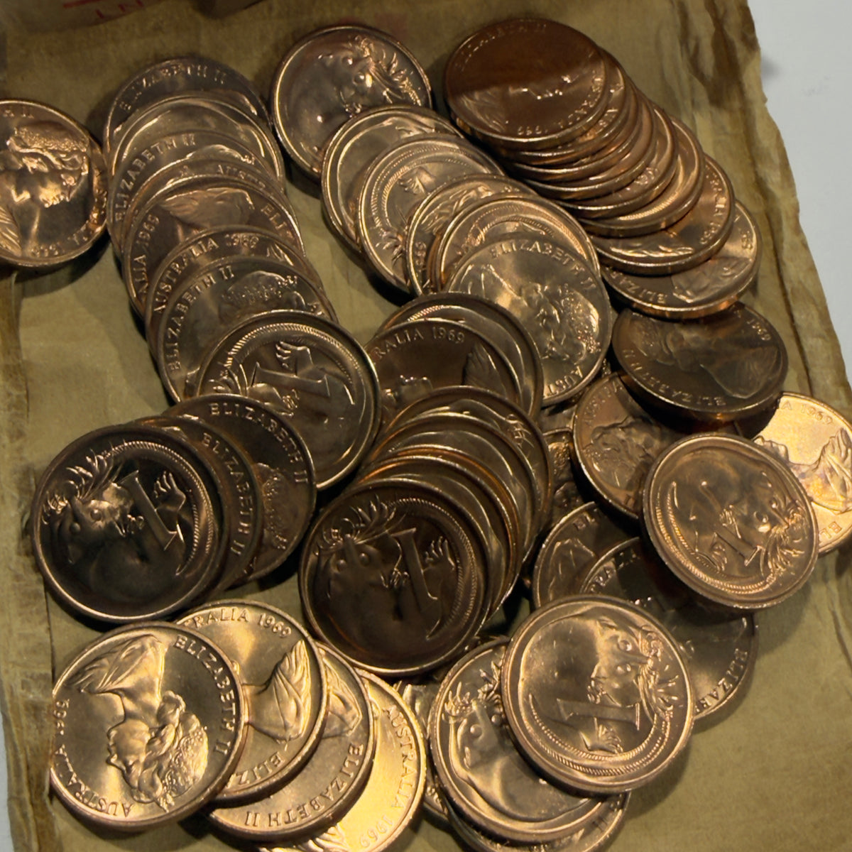 1969 1 Cent Coin - Uncirculated - One Cent 1c - Ex RAM Roll - Comes In 2x2