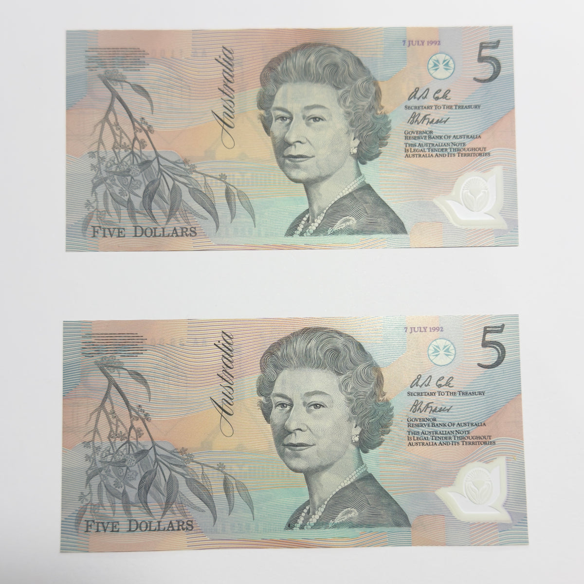 1992 $5  From First Polymer Run - 1X Uncirculated R214 in Note Protector