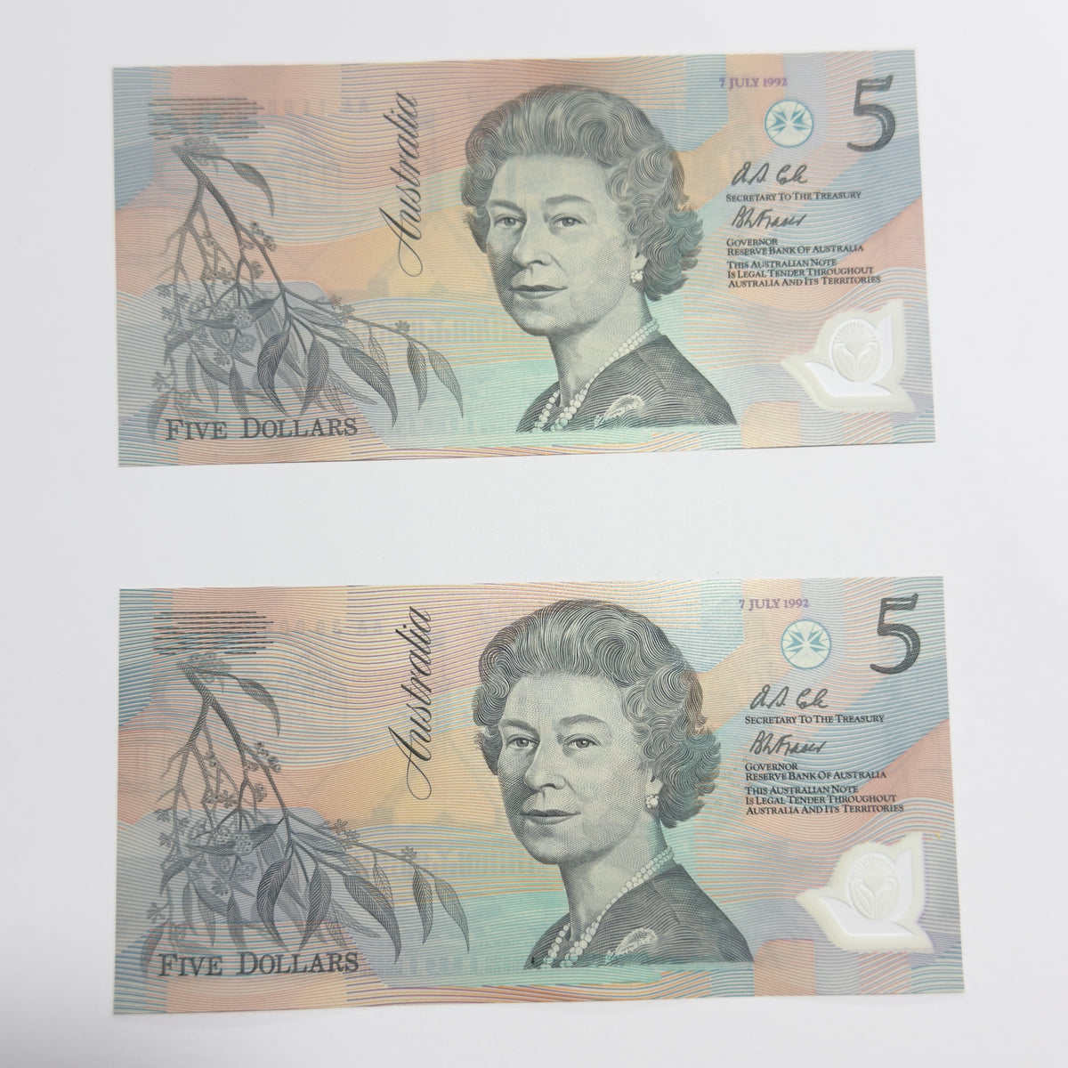 1992 $5  From First Polymer Run - 1X Uncirculated R214 in Note Protector