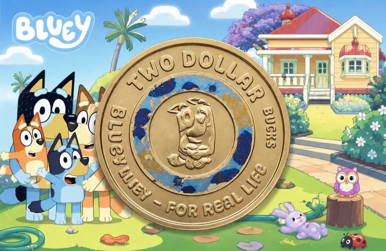 2026 $2 Bluey & Bingo Coloured Coins - Uncirculated 2 Coins in 2x2s
