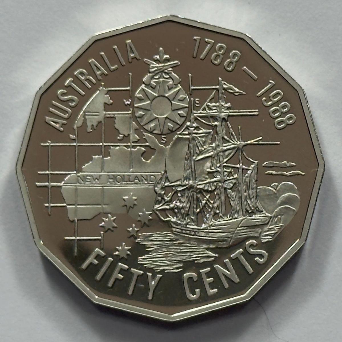 1988 50 Cent Proof Coin - comes in 2x2 - Bicentenary/Tall Ships - comes in 2x2