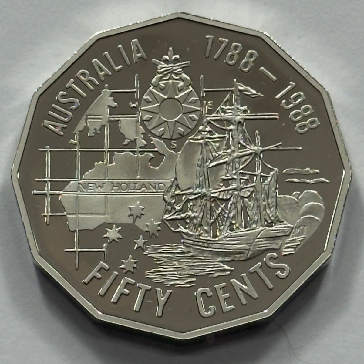 1988 50 Cent Proof Coin - comes in 2x2 - Bicentenary/Tall Ships - comes in 2x2