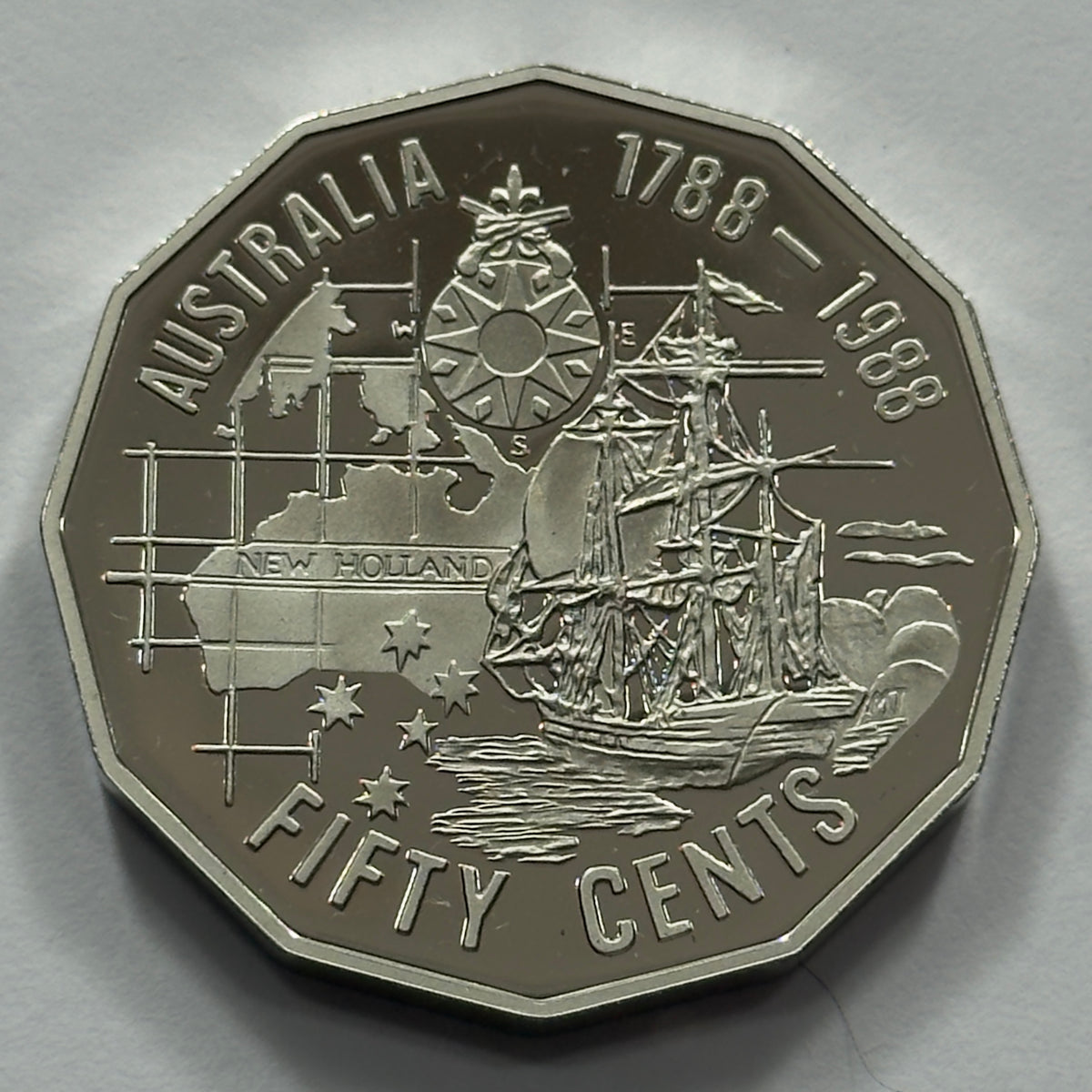 1988 50 Cent Proof Coin - comes in 2x2 - Bicentenary/Tall Ships - comes in 2x2