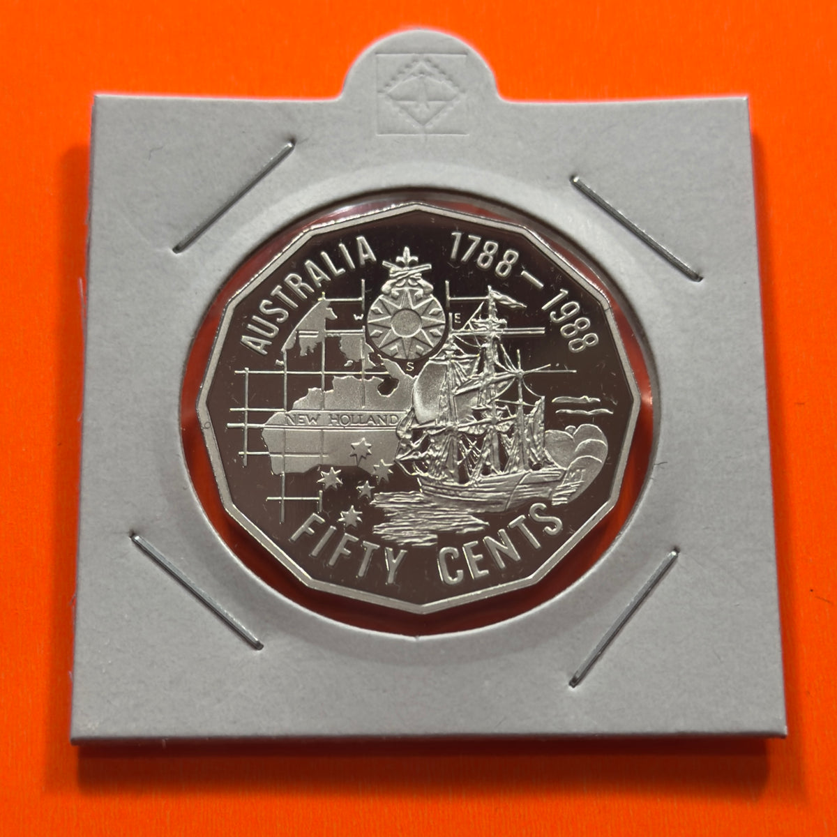 1988 50 Cent Proof Coin - comes in 2x2 - Bicentenary/Tall Ships - comes in 2x2