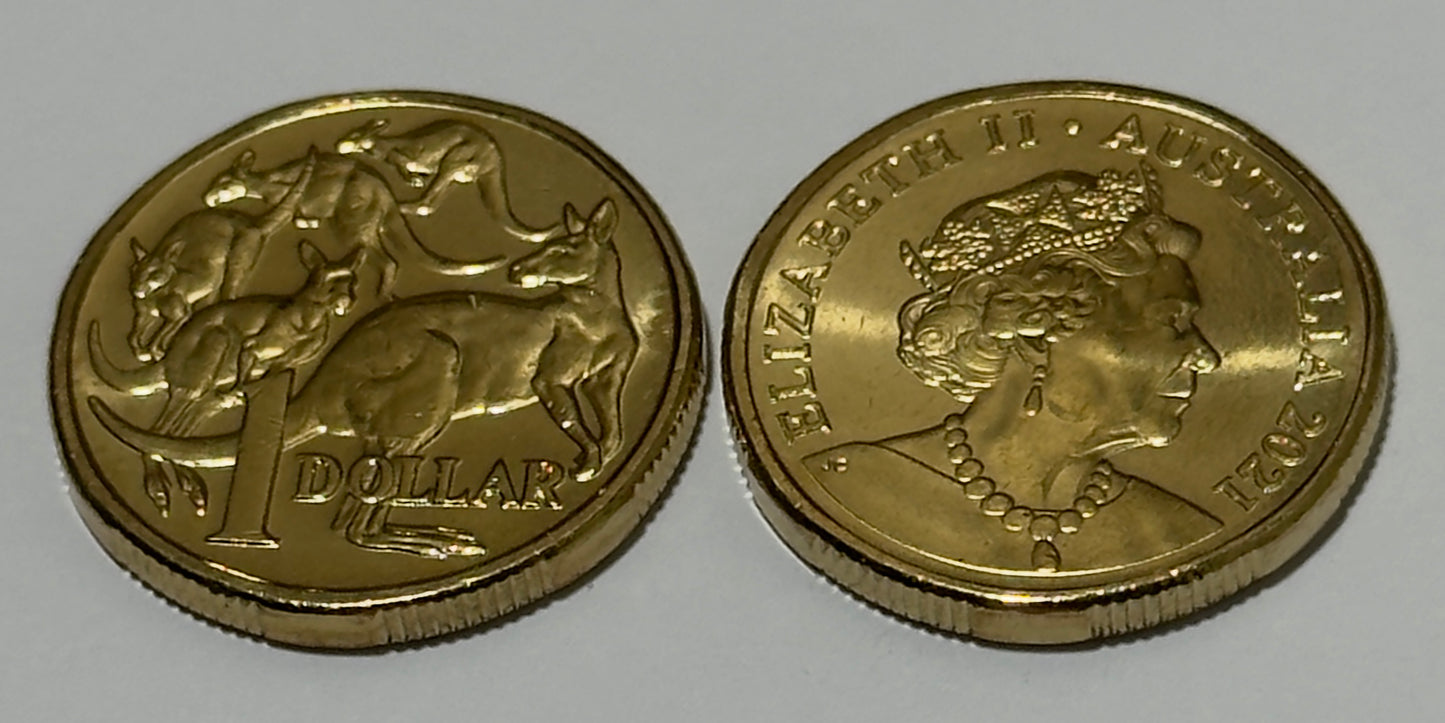 2021 $1 Coin - Uncirculated - Mob Of Roos - Ex Ram Bag - 160k Mintage - In 2x2