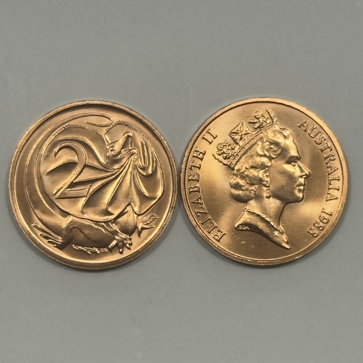 1988 2 Cent Coin - Uncirculated - Two Cent - ex Mint Set Coin - in 2x2