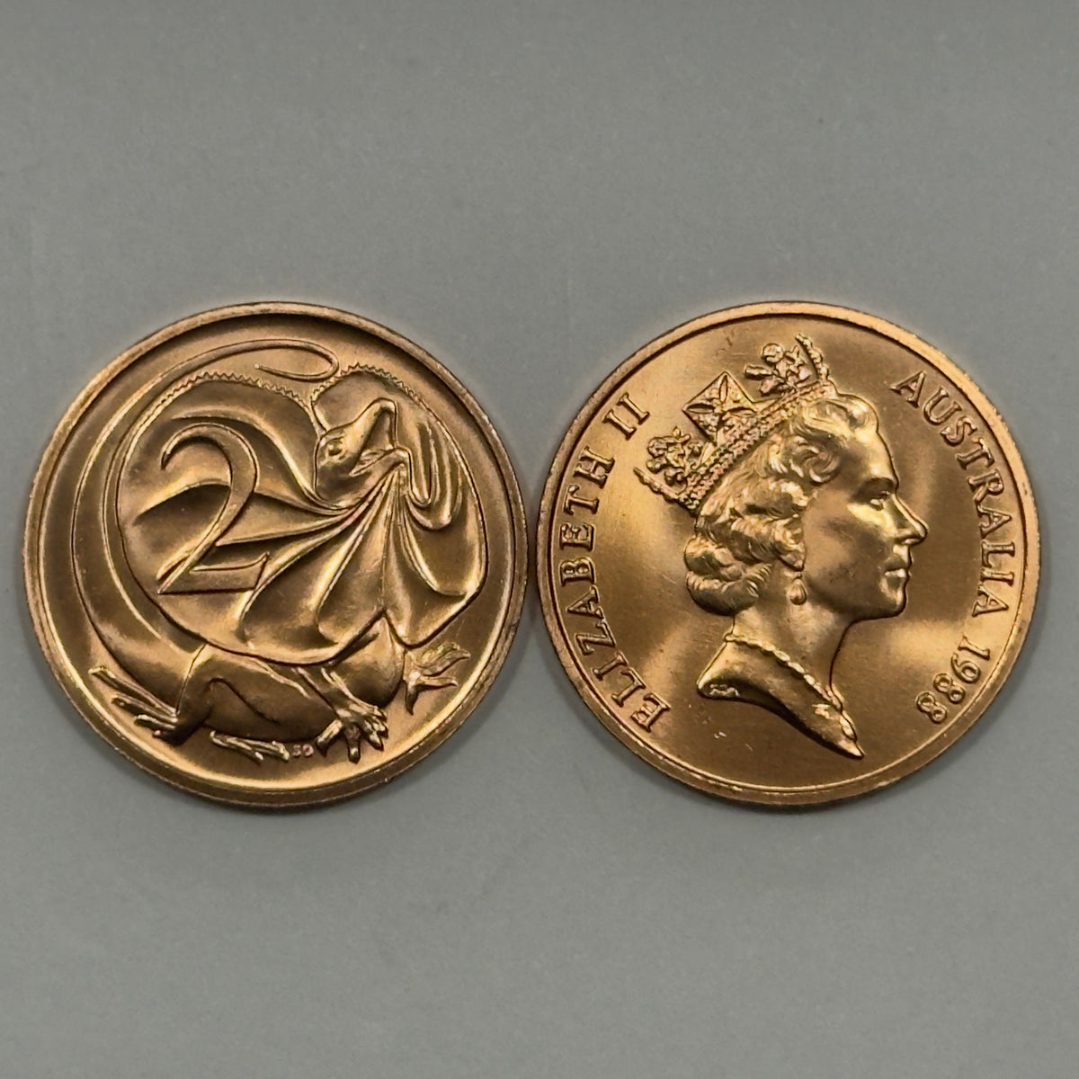 1988 2 Cent Coin - Uncirculated - Two Cent - ex Mint Set Coin - in 2x2