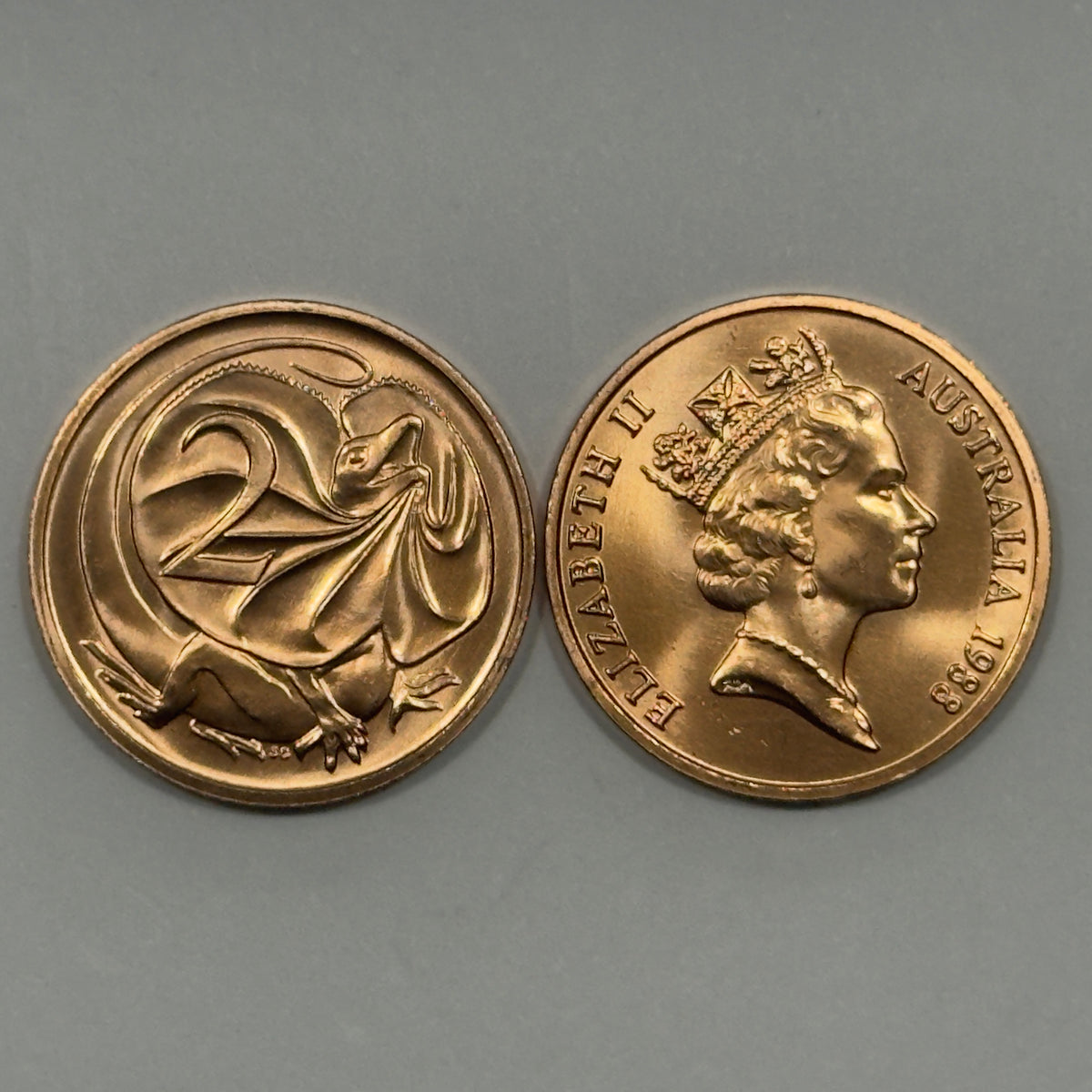 1988 2 Cent Coin - Uncirculated - Two Cent - ex Mint Set Coin - in 2x2
