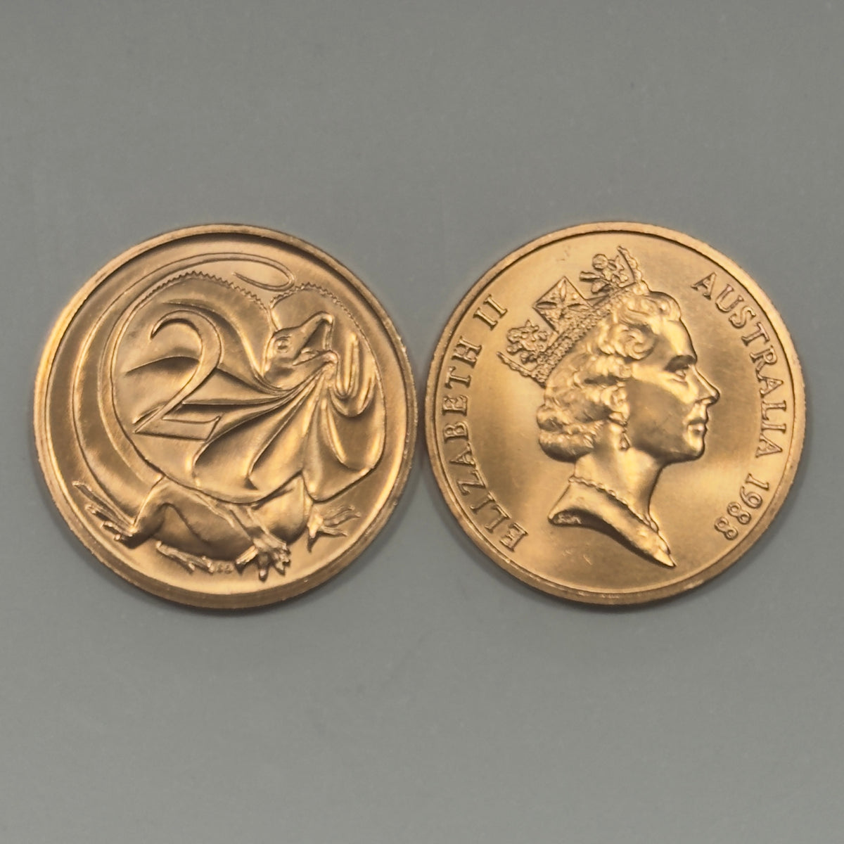 1988 2 Cent Coin - Uncirculated - Two Cent - ex Mint Set Coin - in 2x2
