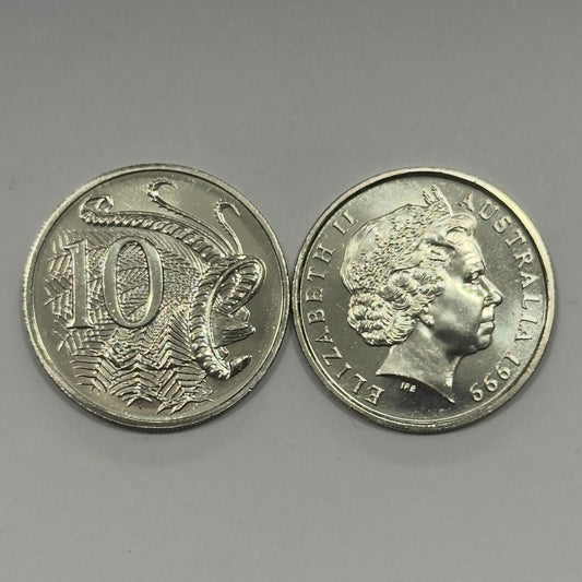 1999 10 Cent Coin - Choice Uncirculated - Ex Mint Set 10c - comes in 2x2
