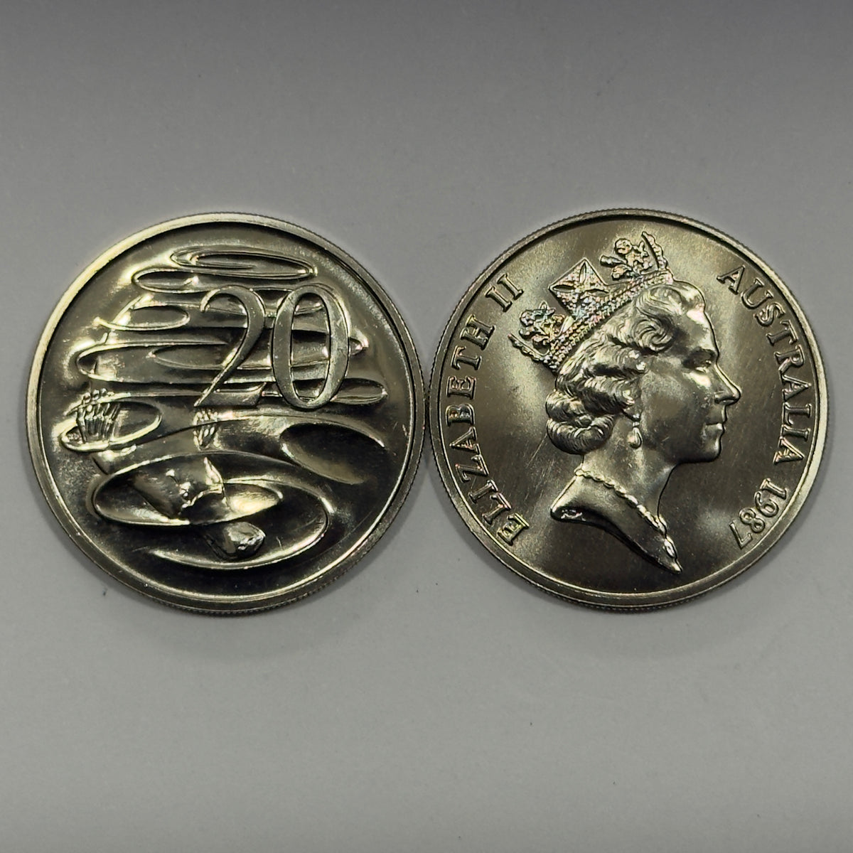 1987 20 Cent Coin - Uncirculated - Mint Set Only - 20c Twenty Cent - in 2x2