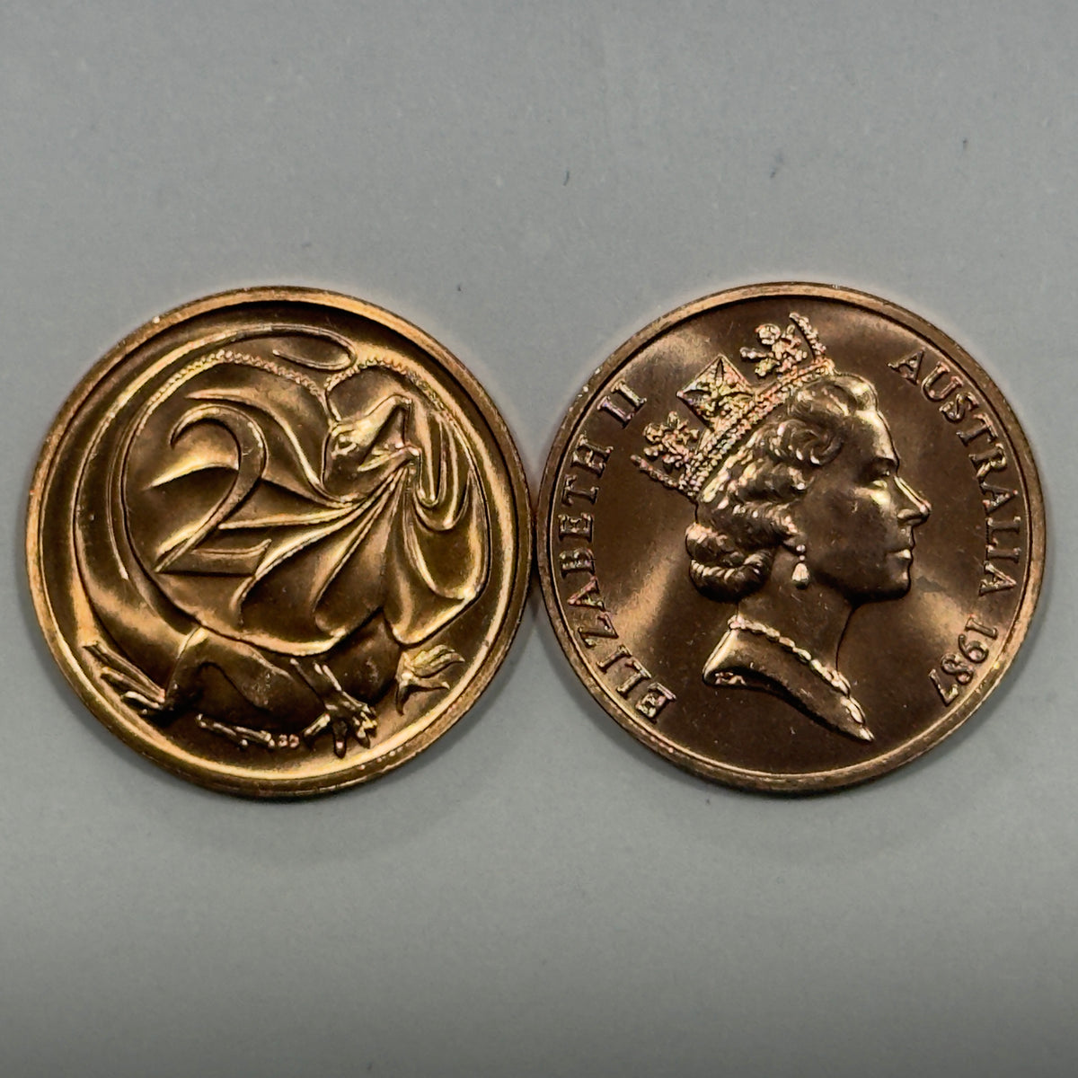 1987 2 Cent Coin - Choice Uncirculated - Mint Set Only Coin - Two Cent - in 2x2
