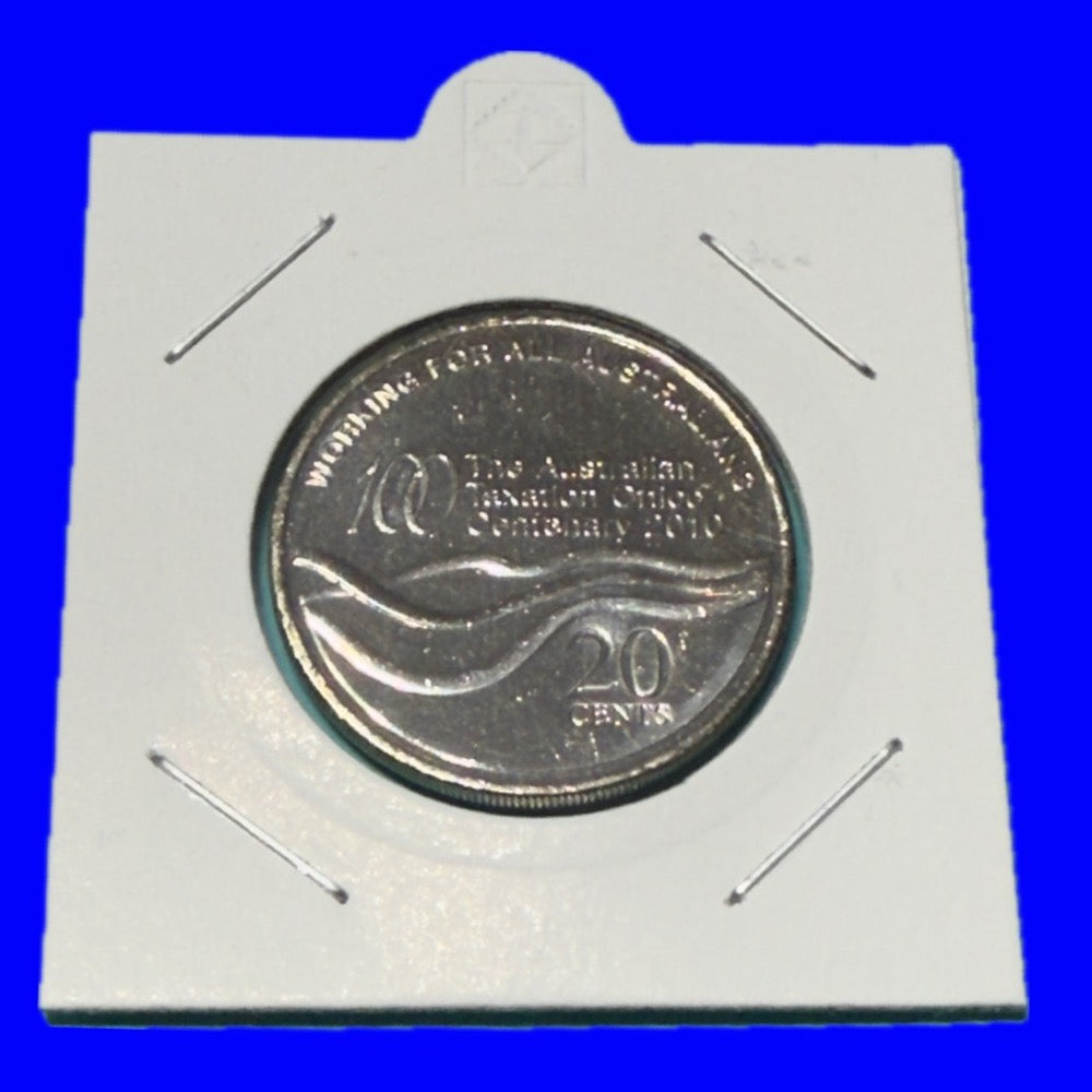 2010 20 Cent Coin -Uncirculated - Centenary Of Australian Taxation Office - 2x2
