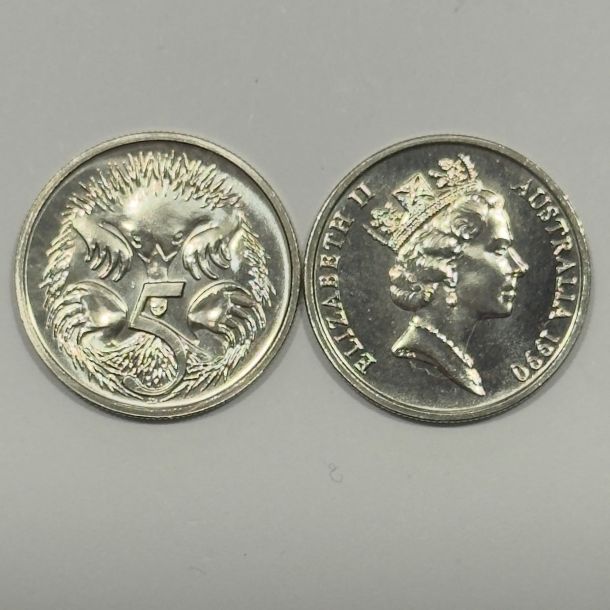 1990 5 Cent Coin - Choice Uncirculated - ex mint set - Five Cent 5c - comes in 2x2
