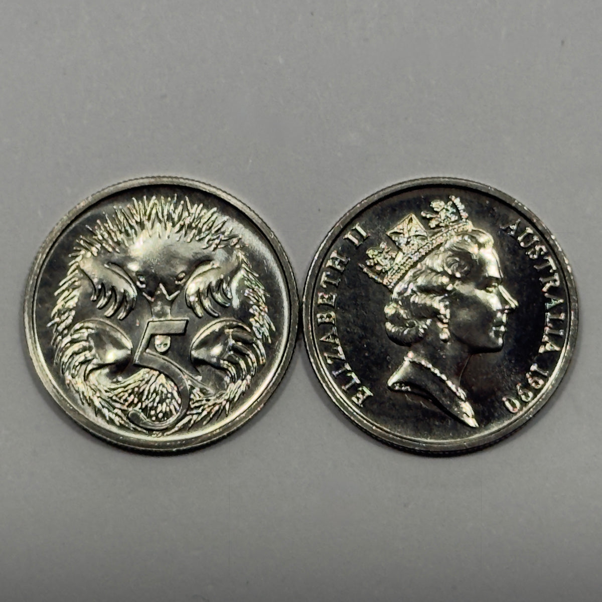 1990 5 Cent Coin - Choice Uncirculated - ex mint set - Five Cent 5c - comes in 2x2