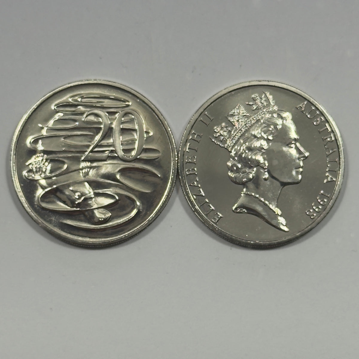 1998 20 Cent Coin - Choice Uncirculated - ex mint set coin - comes in 2x2