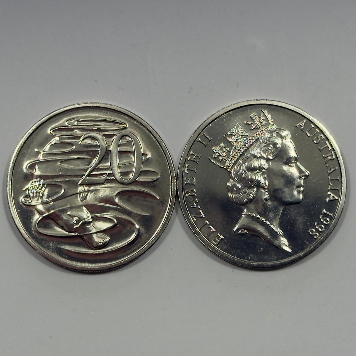 1998 20 Cent Coin - Choice Uncirculated - ex mint set coin - comes in 2x2