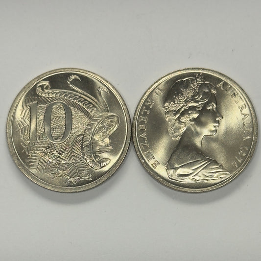 1974 10 Cent Coin - Uncirculated 10c - Ex RAM Roll Ten Cent - comes in 2x2