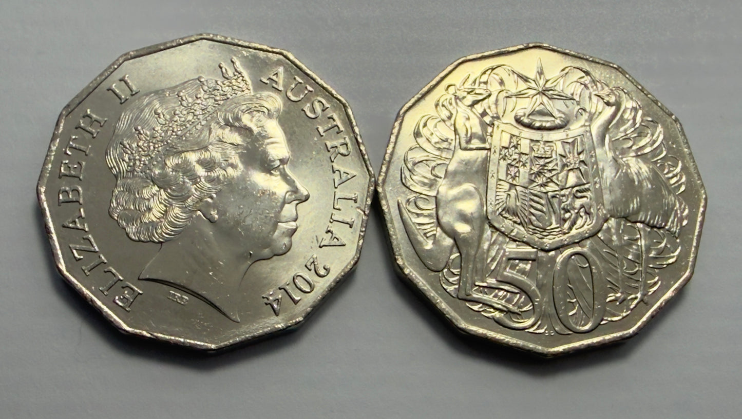 2014 50 Cent Coat of Arms - Fifty Cent Coin 50c - Uncirculated -comes in 2x2
