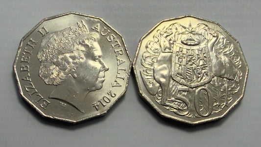 2014 50 Cent Coat of Arms - Fifty Cent Coin 50c - Uncirculated -comes in 2x2