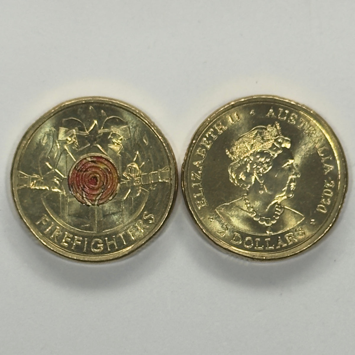 2020 $2 Coloured Coin - Uncirculated - Firefighter - Two Dollar Brave - Comes In 2x2