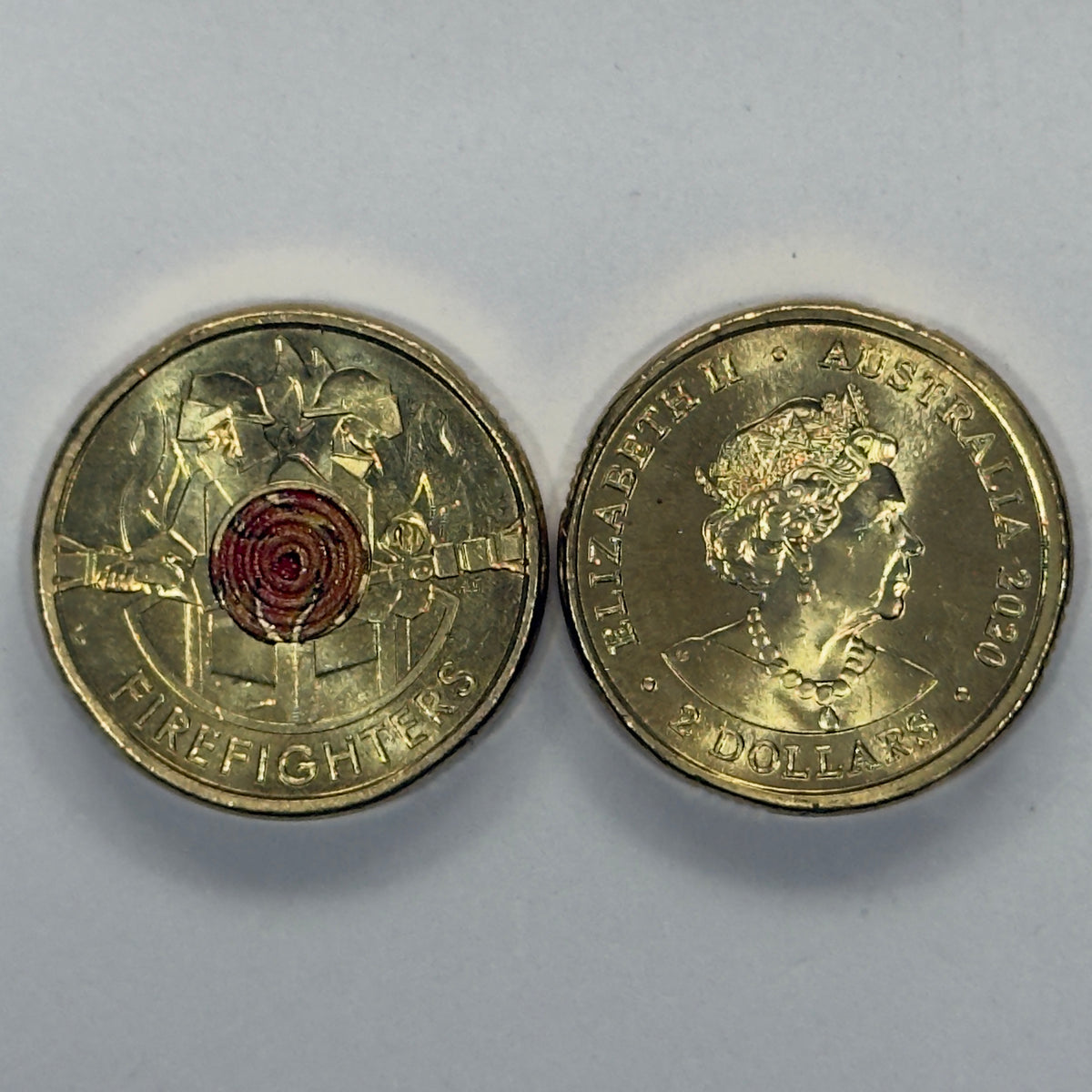 2020 $2 Coloured Coin - Uncirculated - Firefighter - Two Dollar Brave - Comes In 2x2