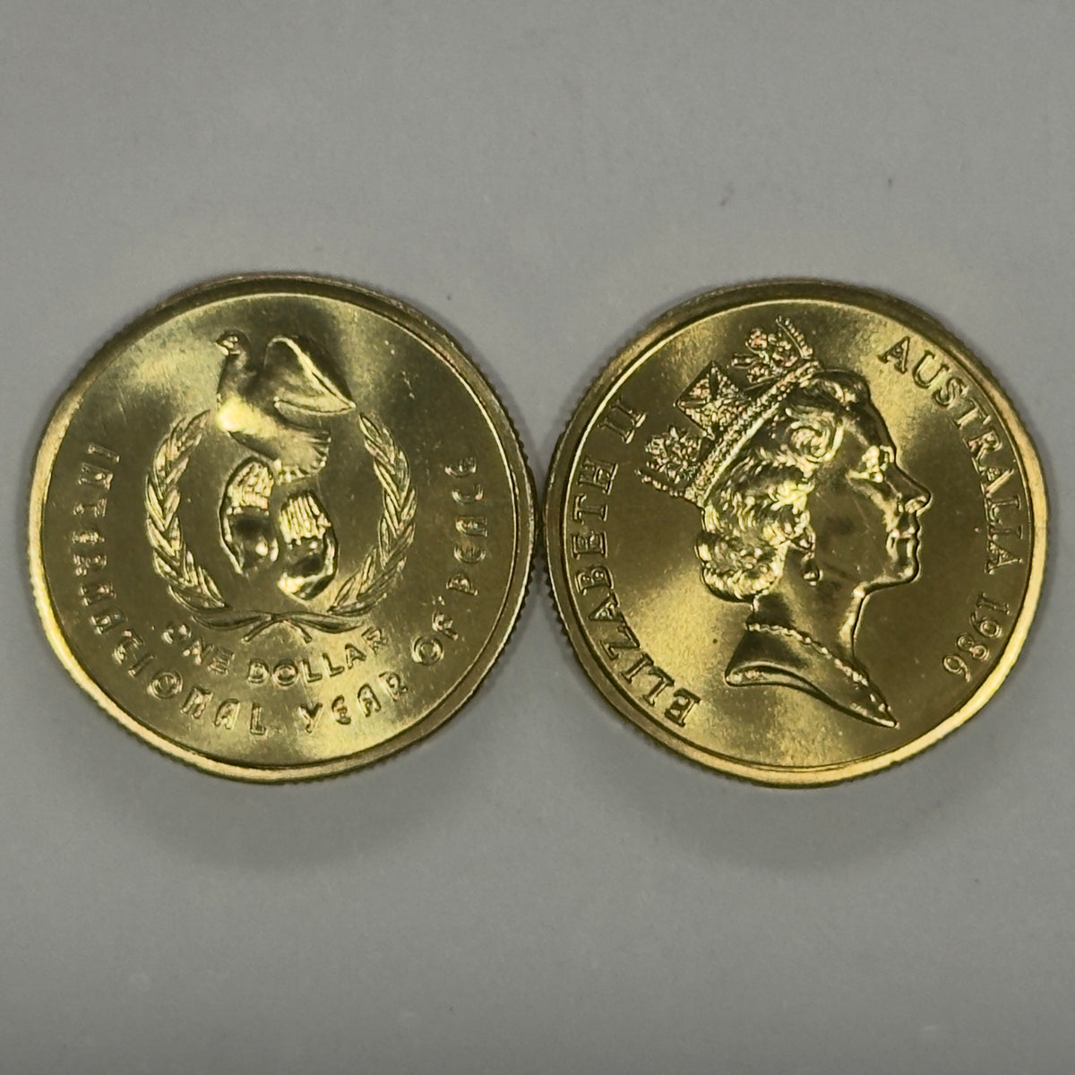 1986 $1 Coin - Choice Uncirculated - Year Of Peace - ex mint set - comes in 2x2
