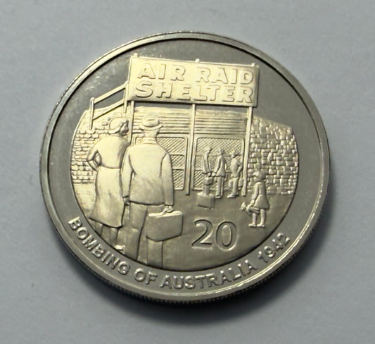 2012 20 Cent Coin - Air Raid Shelter - Uncirculated - comes in 2x2