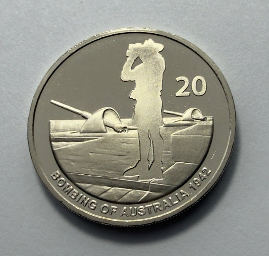 2012 20 Cent Coin - Bombing of Australia - Uncirculated - comes in 2x2