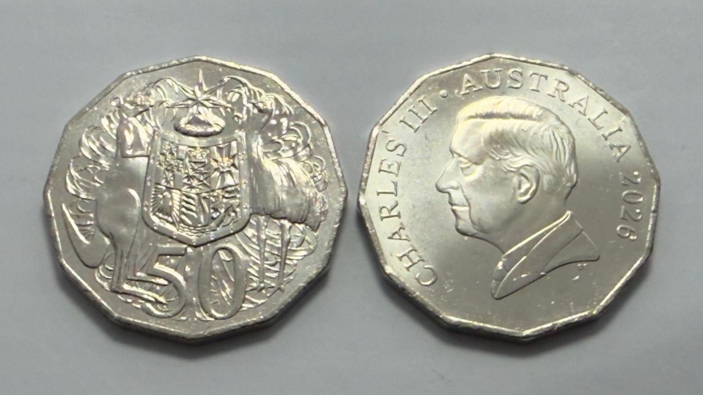 2026 50 Cent Coin COA - Coat Of Arms - Uncirculated - comes in 2x2