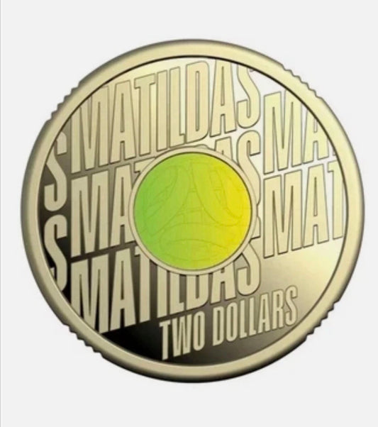 2026 $2 Matildas Coloured Coin - Uncirculated - Two Dollar - comes in 2x2
