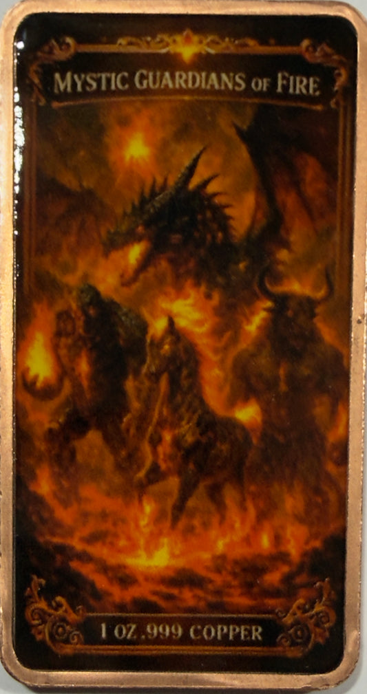 Mystic Guardians Of Fire 1 Oz Fine Copper Bar x4 - Complete Set Of 4