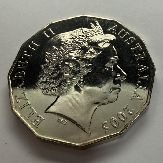 2005 50 Cent Coin - Uncirculated - Coat Of Arms - Low 30k Mintage - In 2x2