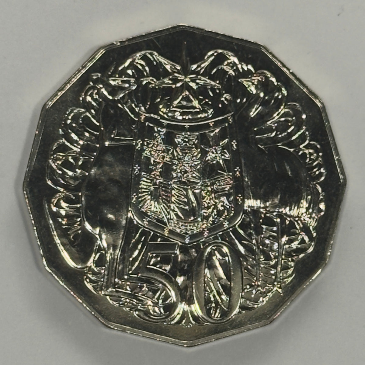 2005 50 Cent Coin - Uncirculated - Coat Of Arms - Low 30k Mintage - In 2x2