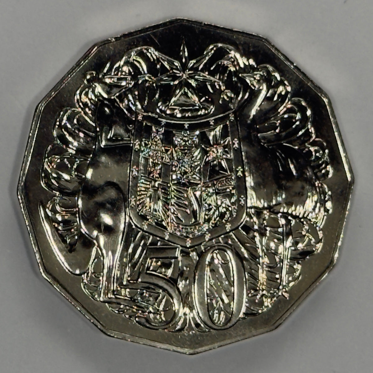 2005 50 Cent Coin - Uncirculated - Coat Of Arms - Low 30k Mintage - In 2x2