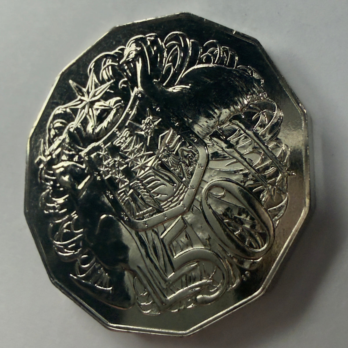 2005 50 Cent Coin - Uncirculated - Coat Of Arms - Low 30k Mintage - In 2x2