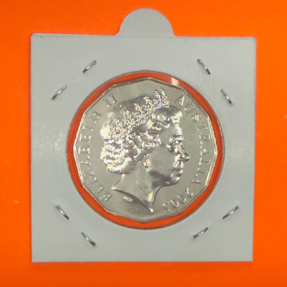 2005 50 Cent Coin - Uncirculated - Coat Of Arms - Low 30k Mintage - In 2x2