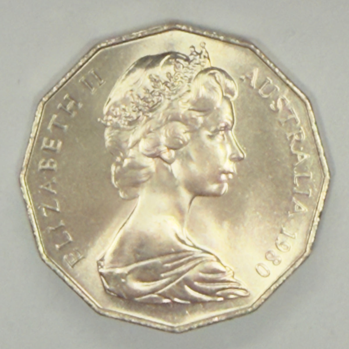 1980 50 Cent Coin - Uncirculated - DOUBLE BAR - Ex RAM Roll See Pics - comes in 2x2