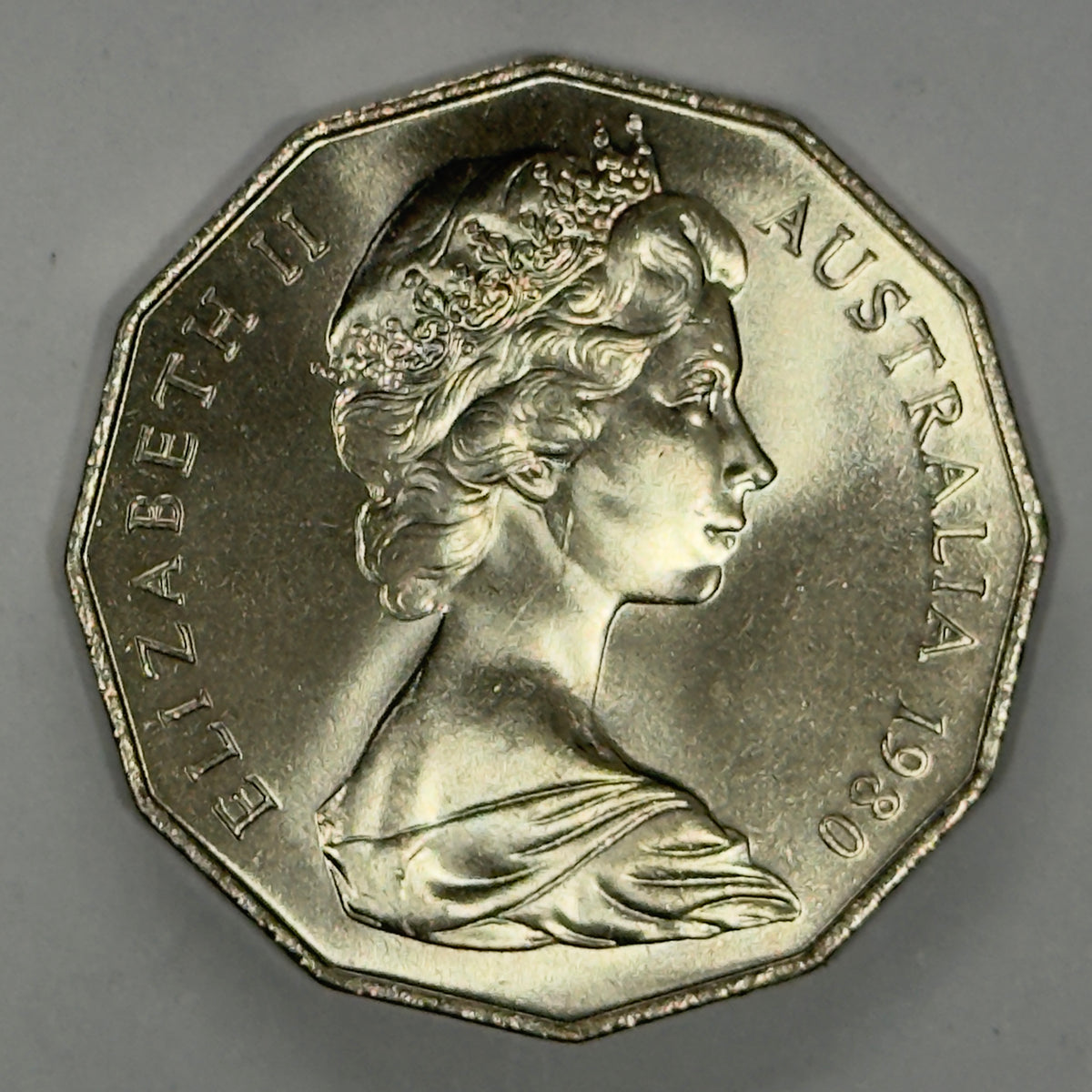 1980 50 Cent Coin - Uncirculated - DOUBLE BAR - Ex RAM Roll See Pics - comes in 2x2