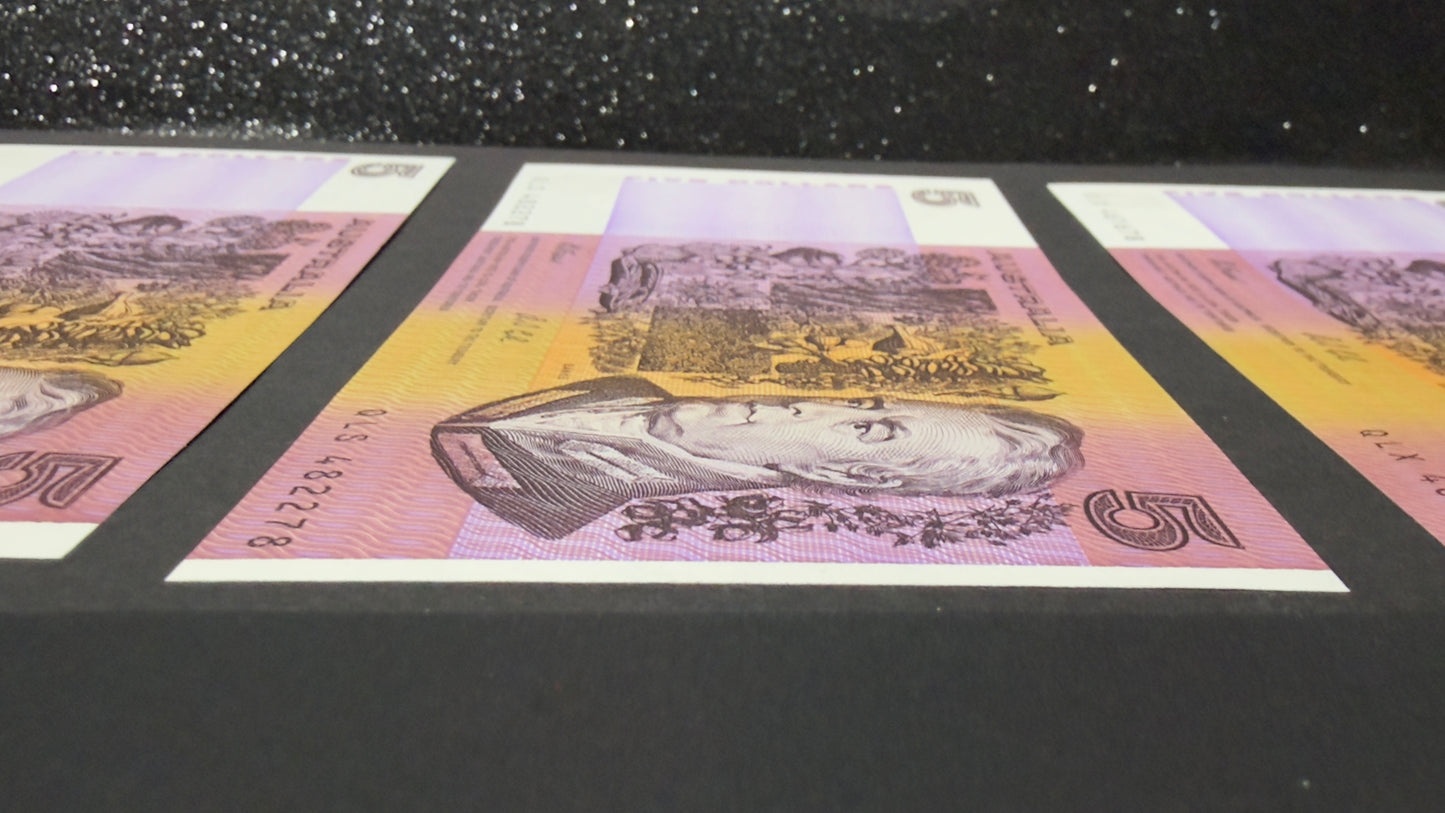 1991 $5 Fraser Cole CFU R213 Uncirculated in Note Protector Sleeve
