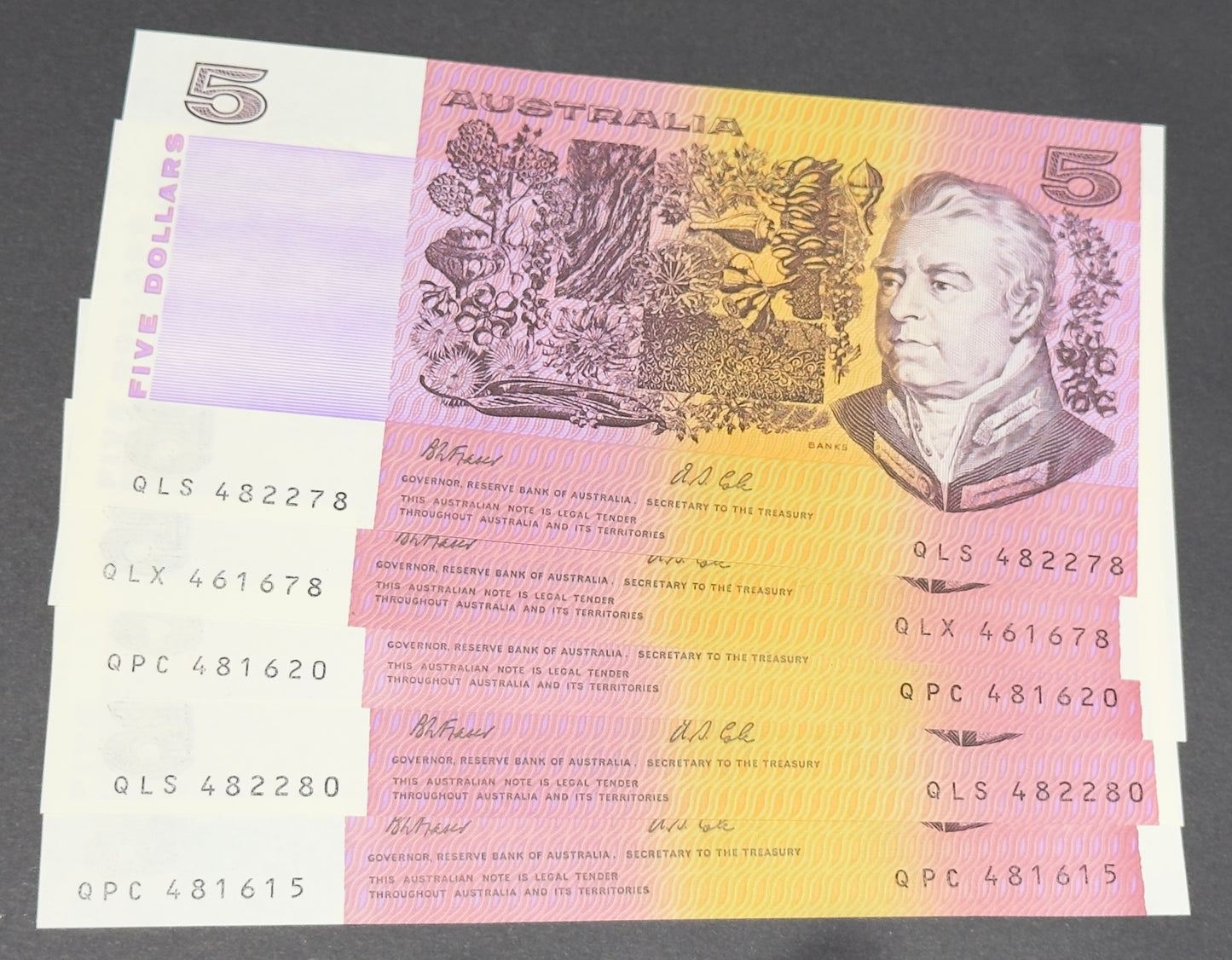 1991 $5 Fraser Cole CFU R213 Uncirculated in Note Protector Sleeve