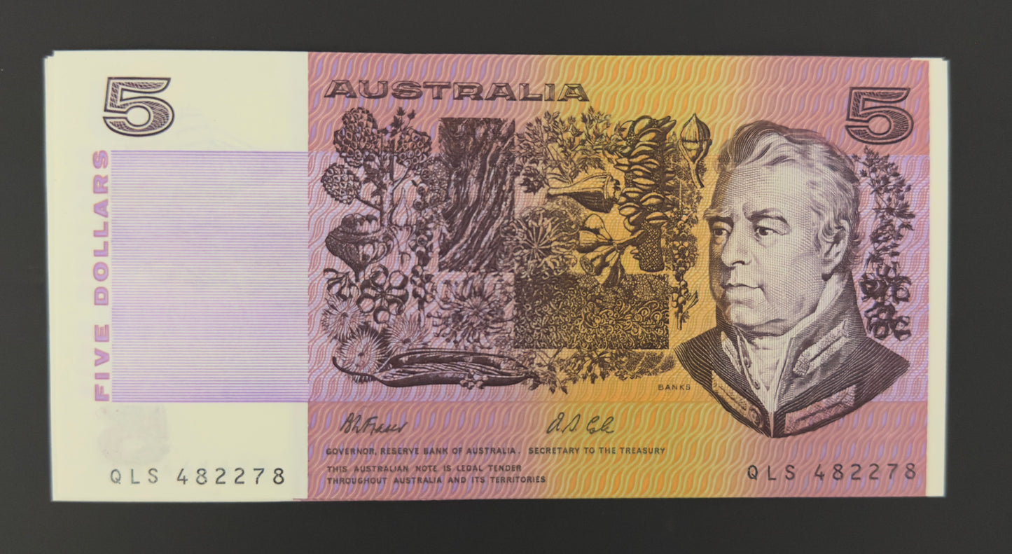 1991 $5 Fraser Cole CFU R213 Uncirculated in Note Protector Sleeve