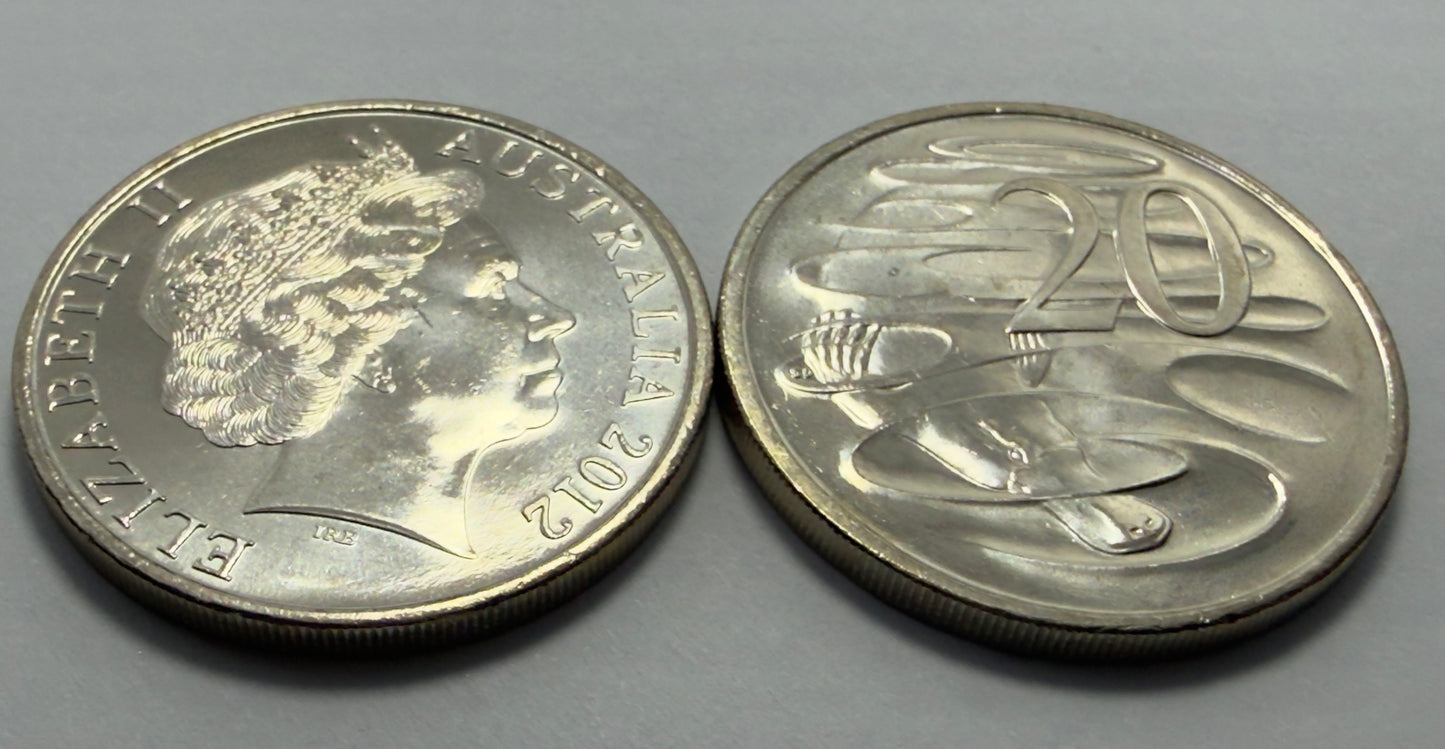 2012 20 Cent Coin - Uncirculated - Twenty Cent 20c - comes in 2x2