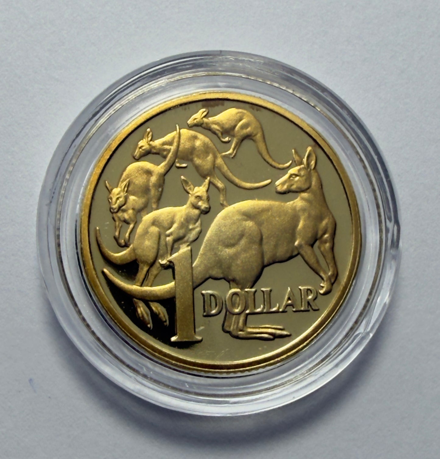 2012 $1 Proof Coin - Mob Of Roos $1 - in Lighthouse Capsule