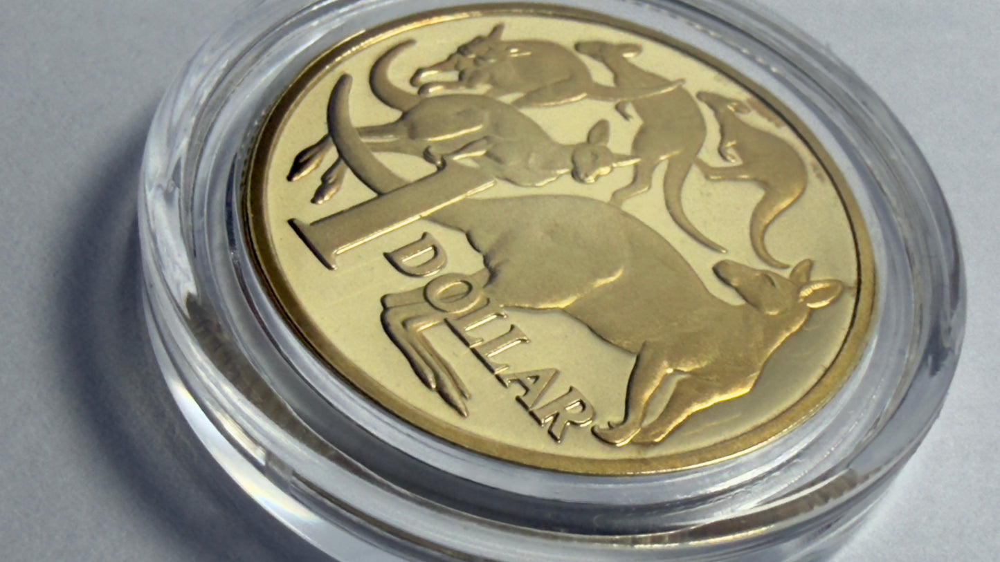 2012 $1 Proof Coin - Mob Of Roos $1 - in Lighthouse Capsule