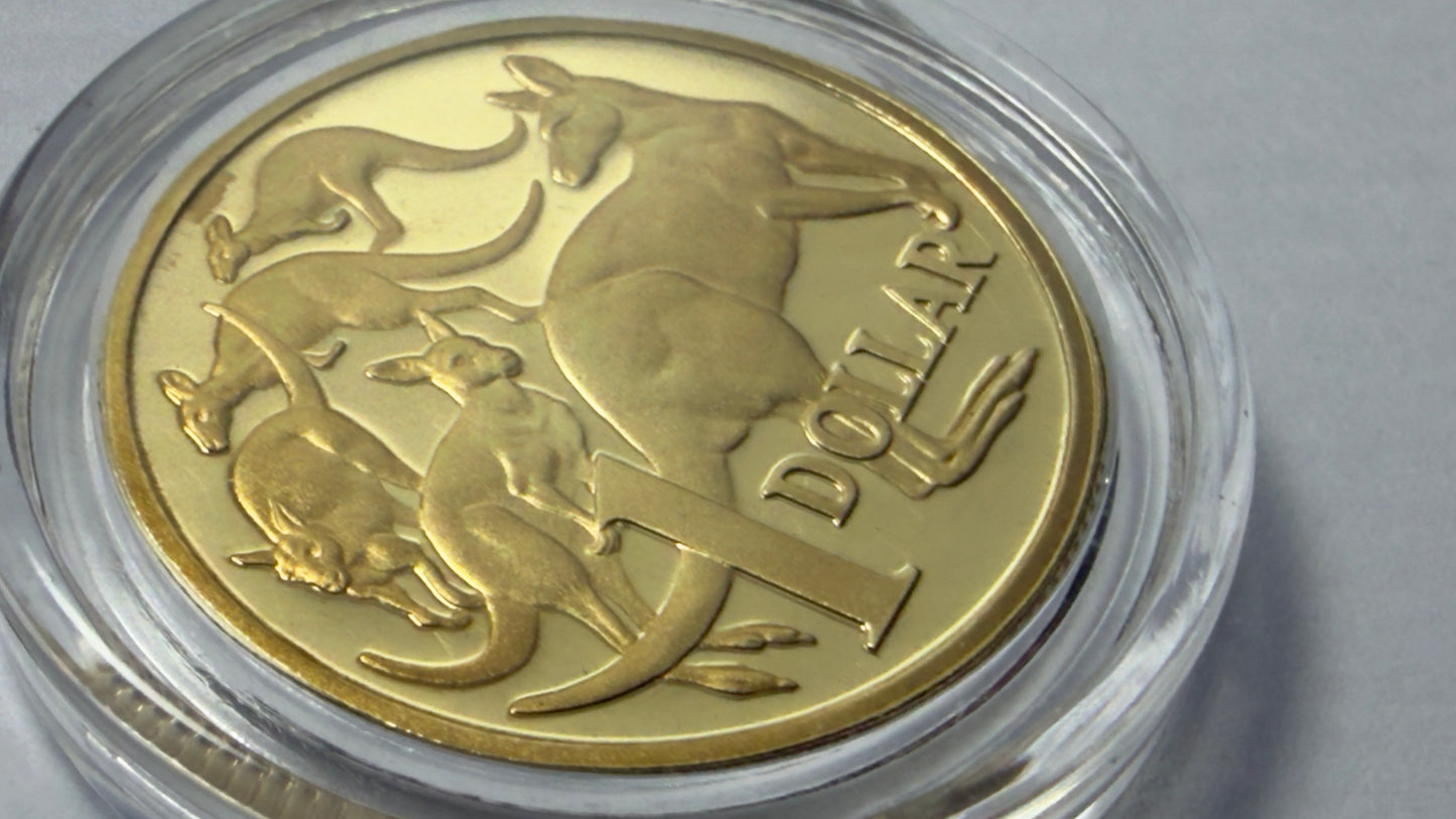 2012 $1 Proof Coin - Mob Of Roos $1 - in Lighthouse Capsule