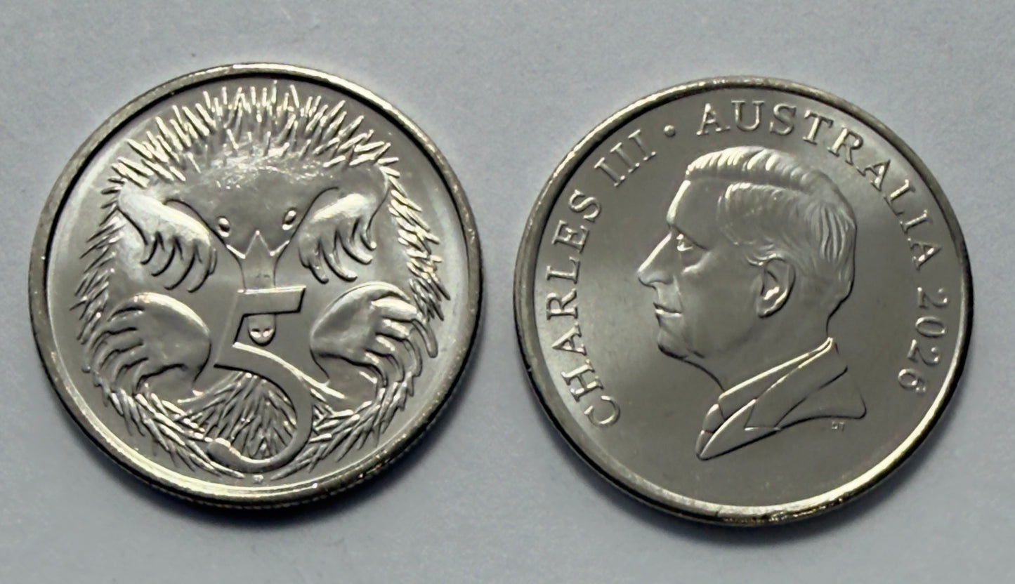 2026 5 Cent Coin - Uncirculated ex Premium Roll - comes in 2x2