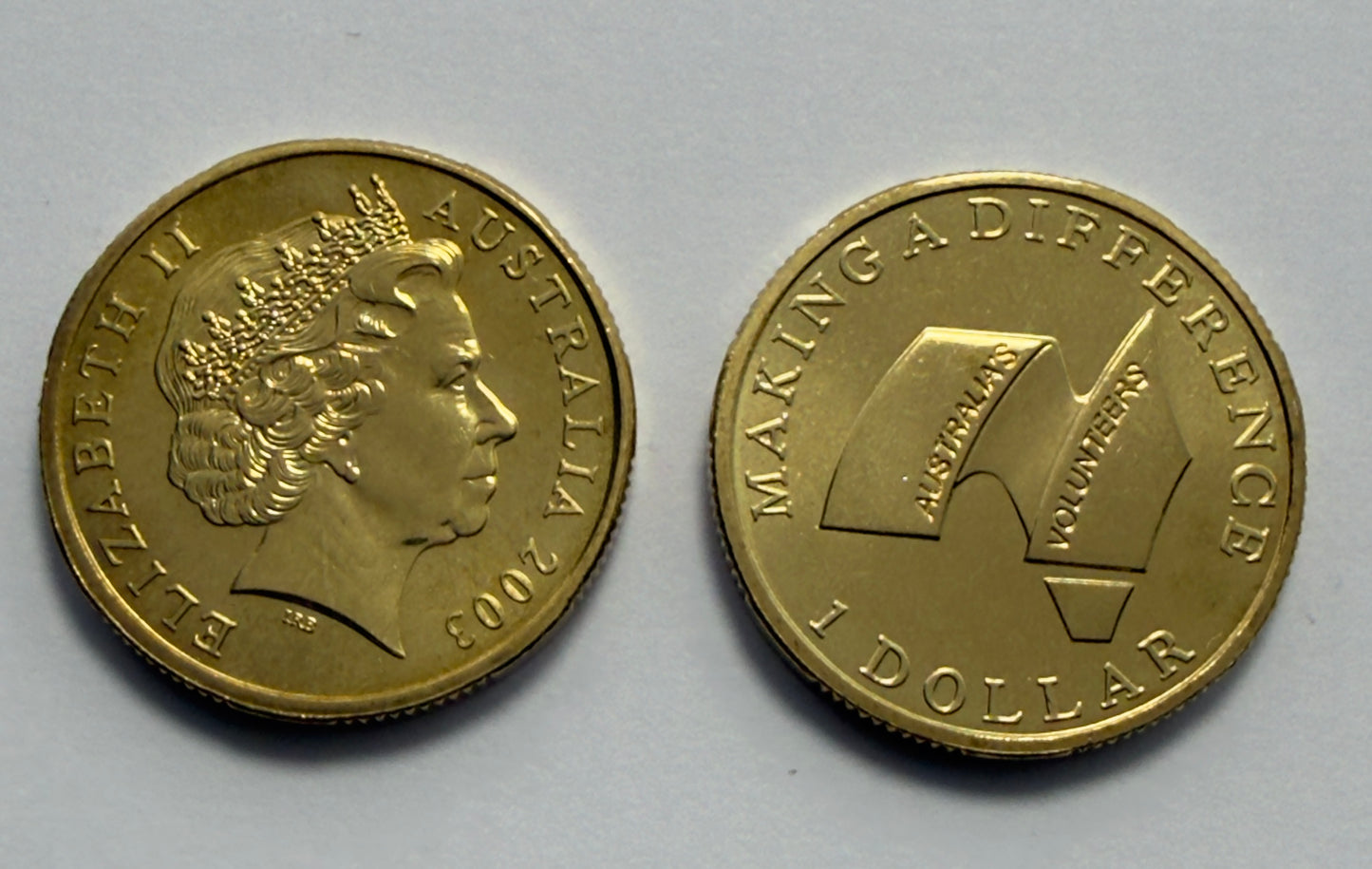 2003 $1 Coin - Australia's Volunteers - Uncirculated - ex mint set - in 2x2