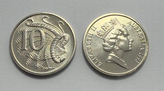 1993 10 Cent Coin - Choice Uncirculated - ex mint set coin - comes in 2x2